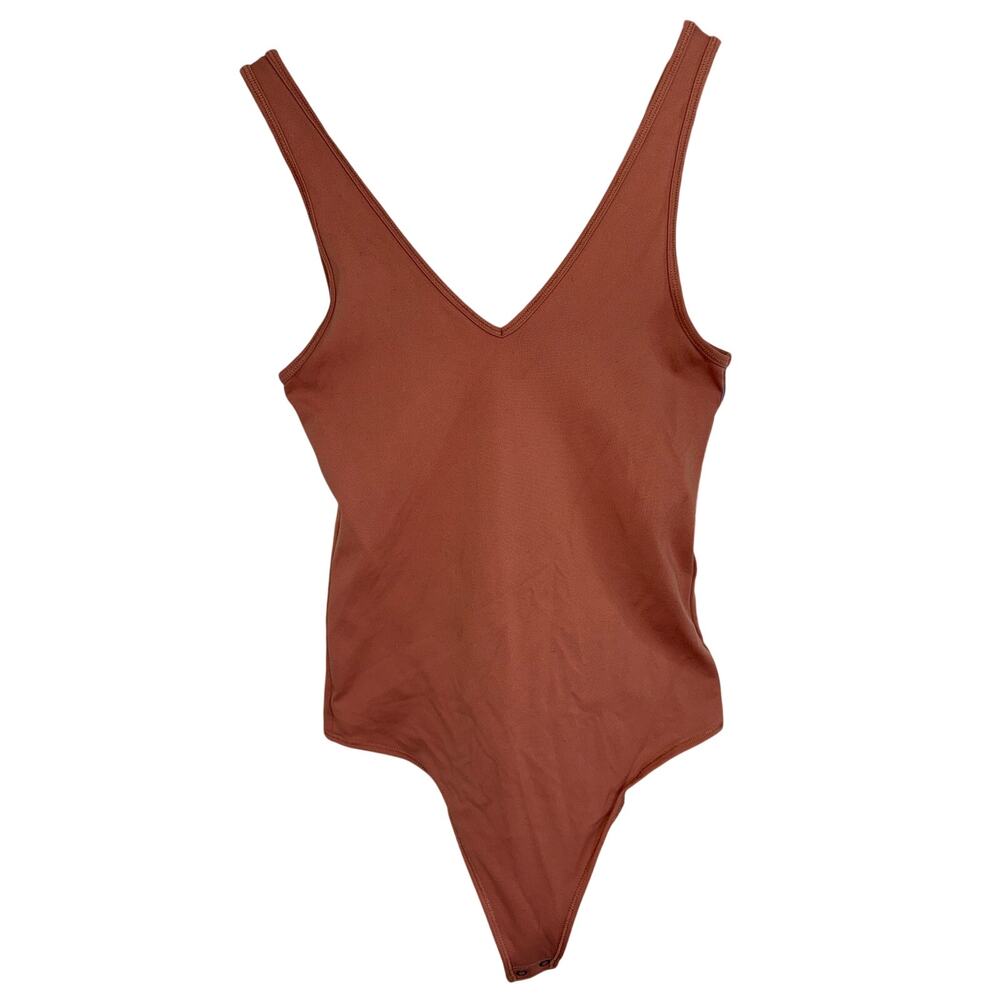 Abercrombie & Fitch Soft AF Brown Rust V-Neck Sleeveless Bodysuit Womens Size S